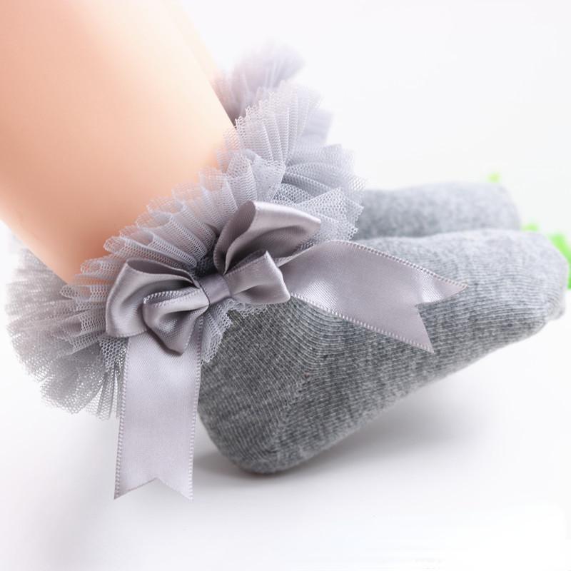1Pair Lace Floral Baby Socks Toddlers Infants Cotton Ankle Bow Socks