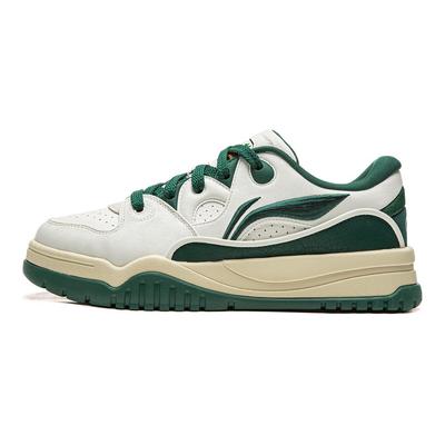 Li Ning Trendy Leap Slip Resistant Cushioning Abrasion Resistant Lightweight Low Top Skateboard Shoes Men's White Green AGCW011-3