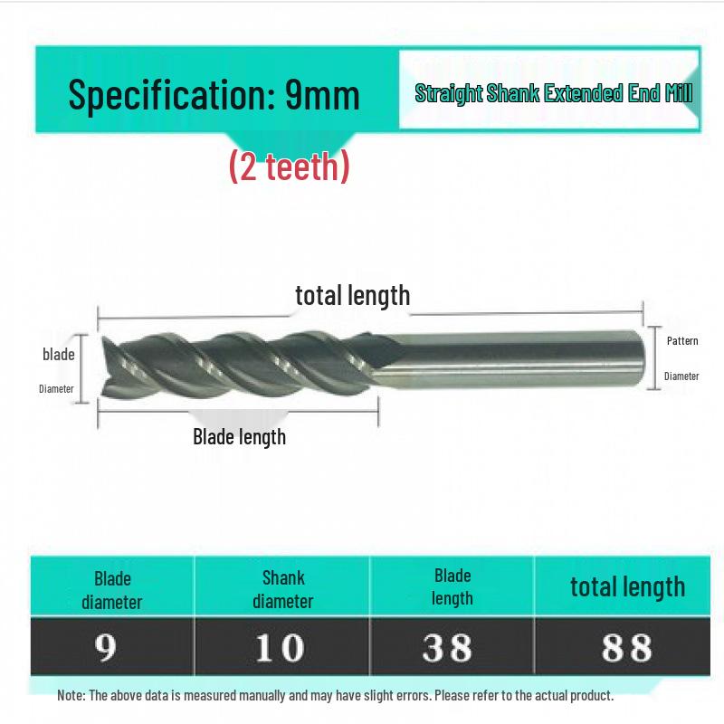 Jinfeng Extended 2-Flute Straight Shank Milling Cutter (3 to 20mm)