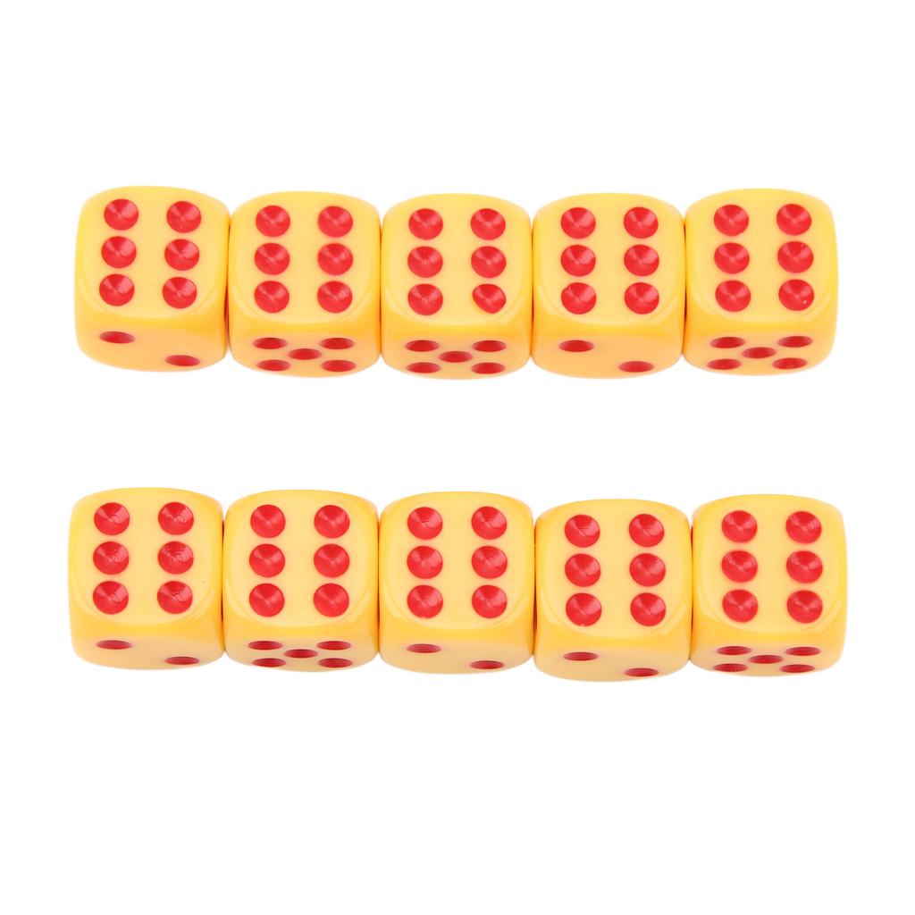 20Pcs 16mm Rounded Corner Dice 6 Sided Game Dice Set for Table Board Games Math Games Yellow Red Dots