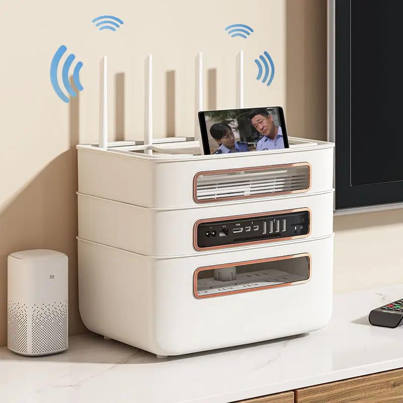 Router Storage Rack Household Socket Storage Box Multifunctional Space Saving Miscellaneous Storage Organizer Wire Storage Box
