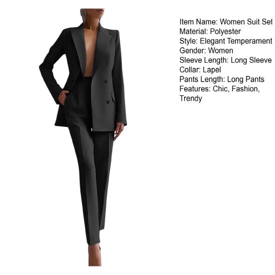 Women's 2 Piece Suit Set Business Blazer Jacket Dressy Pencil Pants Set Professional Work Office Outfits