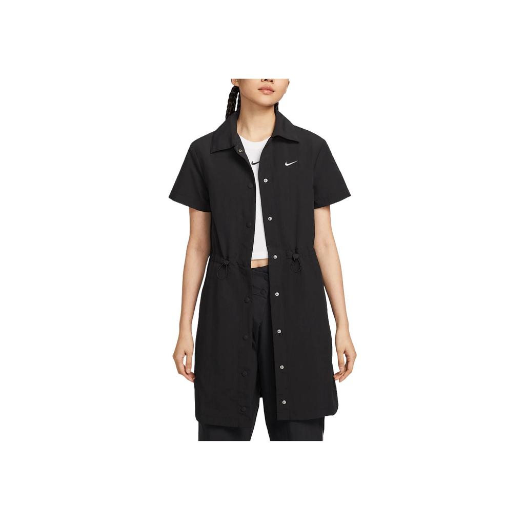 Nike Sportswear Everything Wovens Fashion Simple Beautiful Trendy Short Sleeve Dress Women dresses Black HJ1145-010