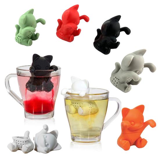 Silicone Tea Infuser Cat Shaped Strainer Loose Leaf Tea Brewer Cute Cartoon Tea Filter for Home