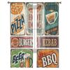 Retro Food Posters And Design Elements Chiffon Sheer Curtains for Living Room Bedroom Window Curtain Voiles Tulle Cortinas