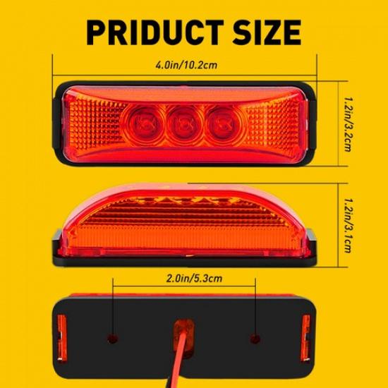 4x LED Red Side Lights Marker RV Truck Trailer Clearance Light Lamp Waterproof A