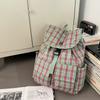 Vintage Plaid Men's Backpack Student Backpack Color Block Women's Schoolbag