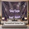Custom Name Text Tapestry Deep Purple Personalized Polyester Wall Tapestry For Bedroom And Room