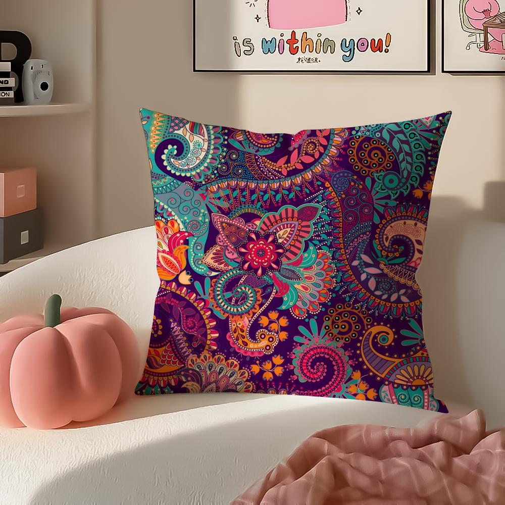 Vibrant Intricate Indonesian Art BBadik Indonesia Cushion Cover Pillowcase Short Plush Invisible zipper Room Sofa Cushion Cover