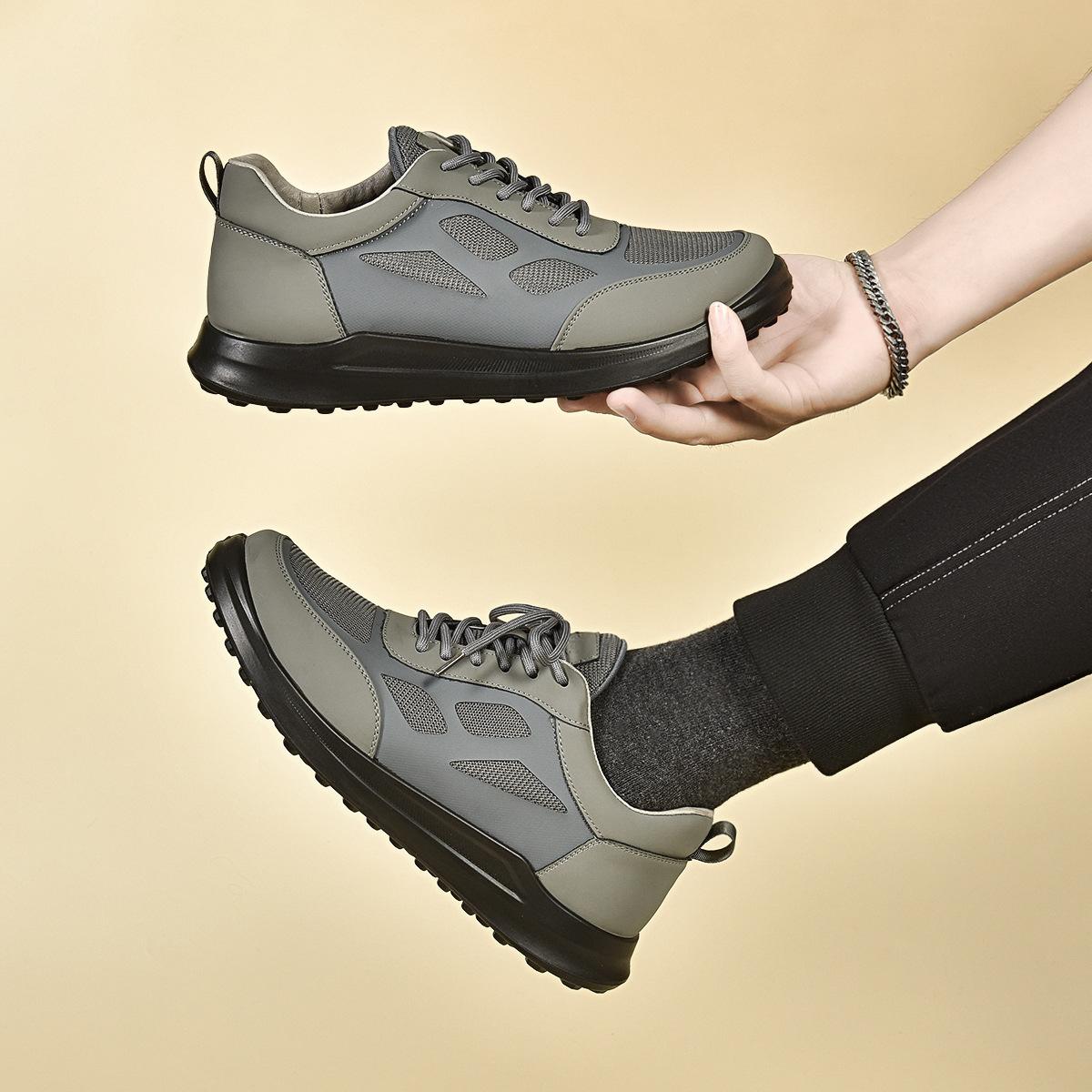 

Men s sports casual shoes autumn and winter lightweight round head lace-up travel shoes jogging shoes walking shoes 44 серый