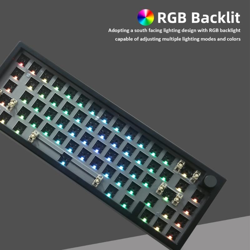 LMK66 Mechanical Keyboard Kit Convenient Switches Replacement 3Modes BT5/2.4Ghz/UsbC Hot swappable Backlights