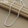DOTEFFIL 925 Silver 5mm Round Box Chain 18/20/24 Inch Necklace For Woman Men Fashion Wedding Engagement Charm Jewelry