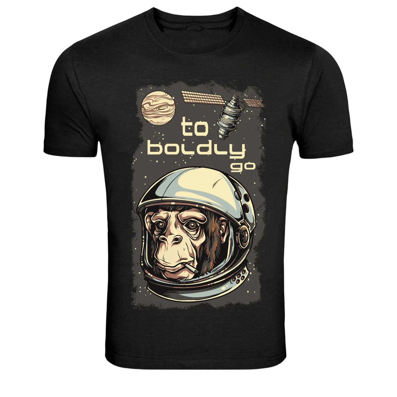 Chimp Astronaut Space Helmet Galaxy Graphic T-Shirt L