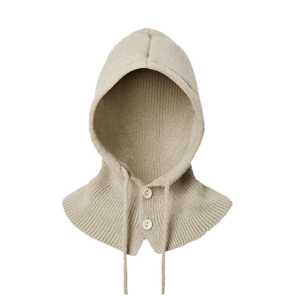 

Winter Hat Scarf Set Wool Knitted Hooded Caps Balaclava Neck Warmer Scarf Gothic Pullover Hat One-piece Neck Collar Beanies Cap