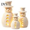 Snowman Figurine with LED Lights Christmas Decorative Light, Light-up Hollow Figurine, Festive Decor Resin Night Lamp for Holiday Party Tabletop