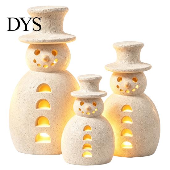 Snowman Figurine with LED Lights Christmas Decorative Light, Light-up Hollow Figurine, Festive Decor Resin Night Lamp for Holiday Party Tabletop