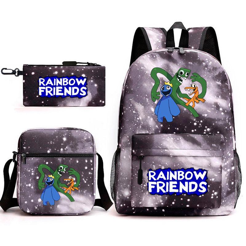 Rainbow Friends Surrounding Backpack Elementary School Student Starry Sky School Bag Three-piece Set
