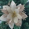 1PC Christmas Golden Glitter 14cm Flower Christmas Tree Decoration Ornaments Color Glitter Home Party Decoration Supplies
