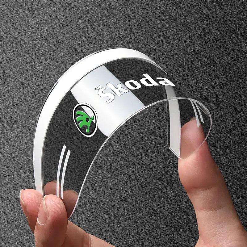 2Pcs Car Rear View Mirror Sticker Rain Eyebrow Auto Side Mirror RainProof Cover For Skoda Octavia Superb Rapid Kodiaq Karoq Fabia Kamiq Roomster