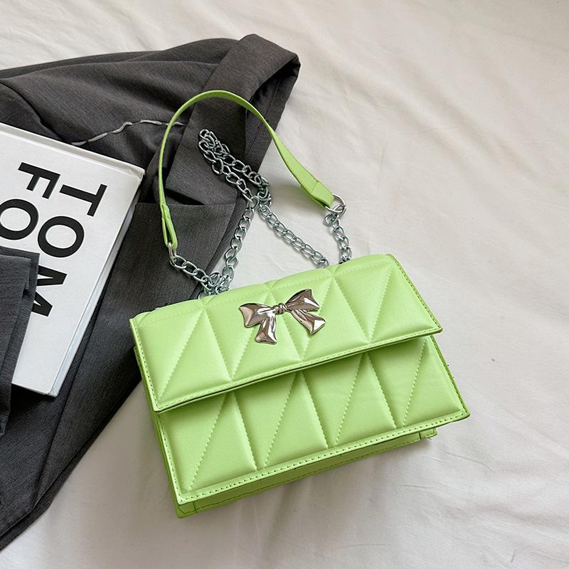 

Сумка-цепочка с ромбом, женская осенняя, модная, универсальная, с бантом, сумка-мессенджер через плечо, маленькая квадратная сумка зелёный