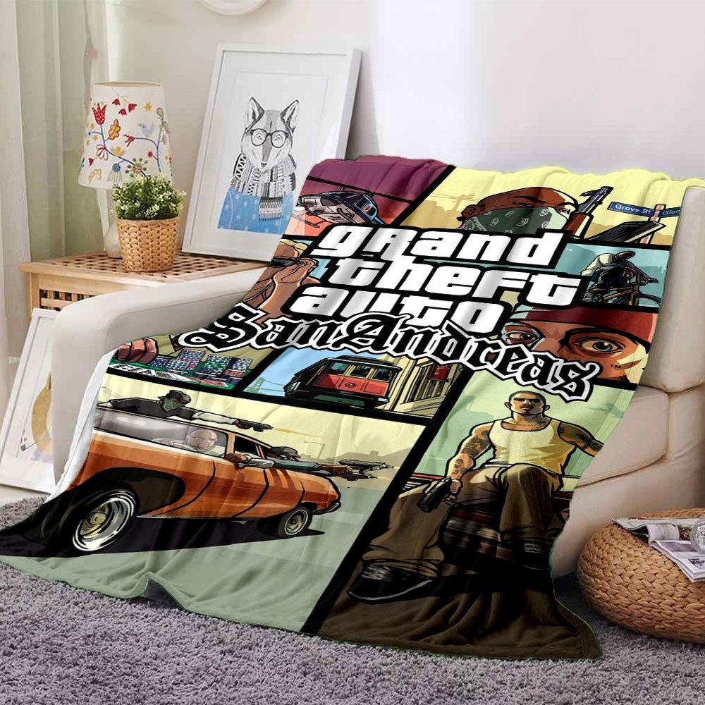 1pc Grand Theft Auto Soft Flannel Blanket with Designer Print A cozy blanket for all seasons, perfect for the couch, bed, office