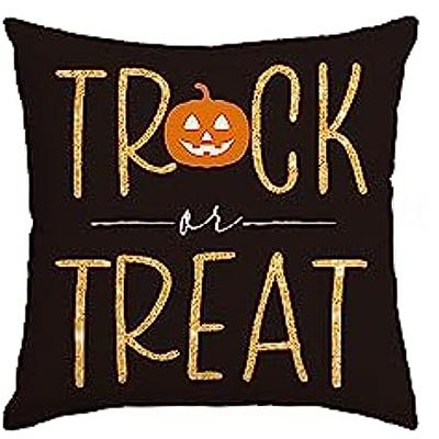 Linen Square Pillow Cover Pumpkin Cat Happy Halloween Trick Or Treat Autumn Decorative Sofa Cushion Cover Living Room 30x30cm