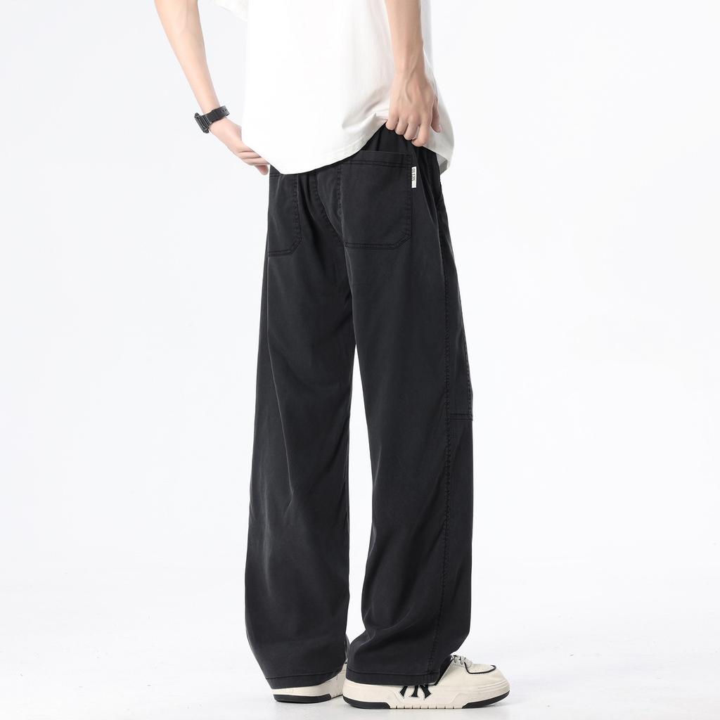 Special Drive DNU Model, Summer Loose Straight Drape Trousers Boys Trendy Brand Sports Wide Pants Black