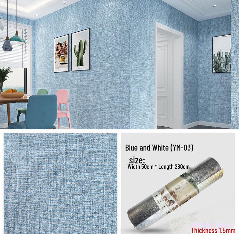 3D Self-Adhesive Linen Wallpaper: Thickened, Moisture-Proof, Light-Blocking, Thermal Insulation, Fire Retardant Aluminum Foil.
