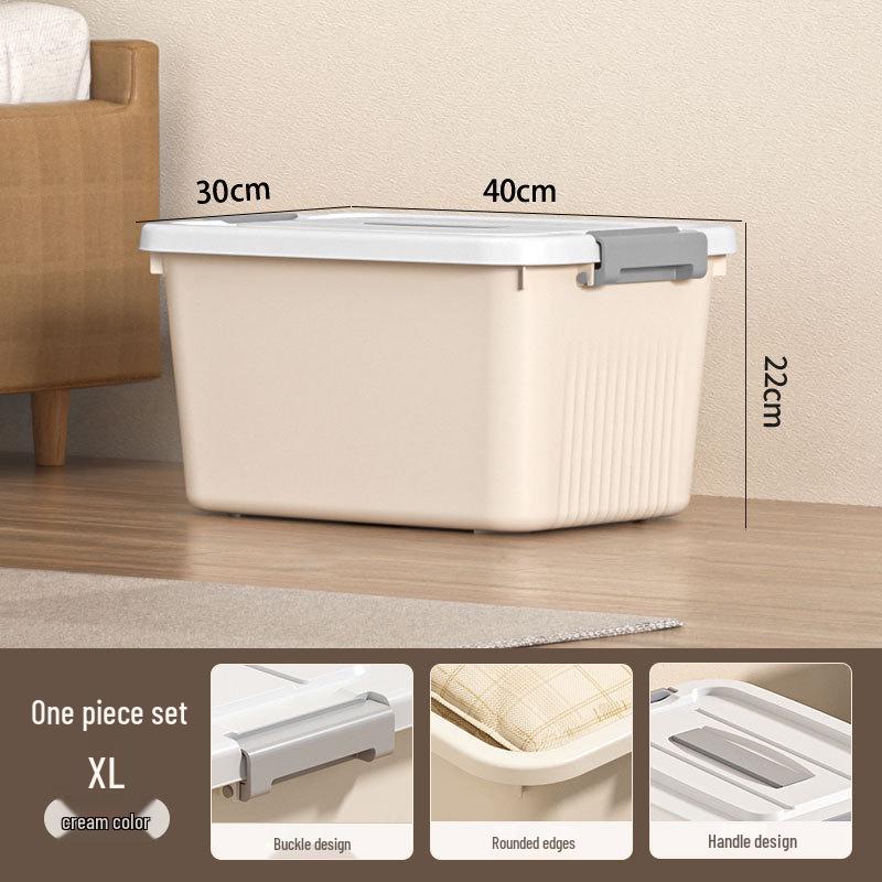 Extra Large Cream Storage Box for Books, Clothes, Quilts - Household Organization