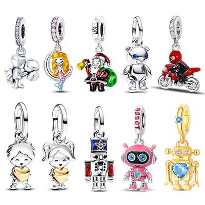 925 Silver Couple Charms Dangle Beads for 3mm Bracelet Necklace Women DIY Jewelry Gifts Fine Handmade