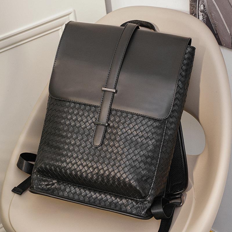 Korean Trendy 2025 Leather Men's Backpack - Large Capacity School & Laptop Bag