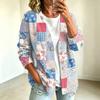 Women's fashionable casual buttoned patchwork fabric printed coat