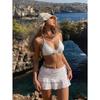 Women Flower Embroidered Three Piece Bikini Swimsuit For Beach Vacation