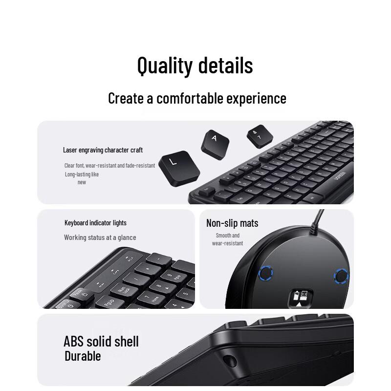 UGREEN Wired Silent Office Keyboard and Mouse Combo