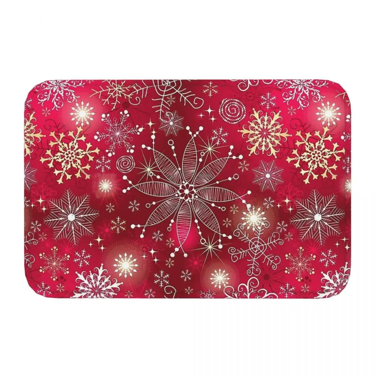 

Non-slip Doormat Pink Gradient Merry Christmas New Year Santa Claus Elk Snowflake Carpet Living Room Kitchen Mat Outdoor Indoor 40cmx60cm