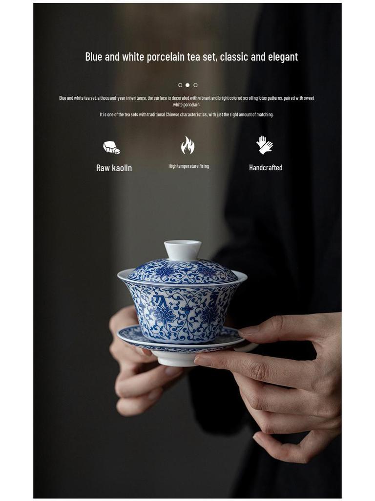 Dehua Blue & White Gongfu Tea Set – Ideal for Festivals, Housewarming, Corporate Events, Annual Meetings, and Customized Souvenirs