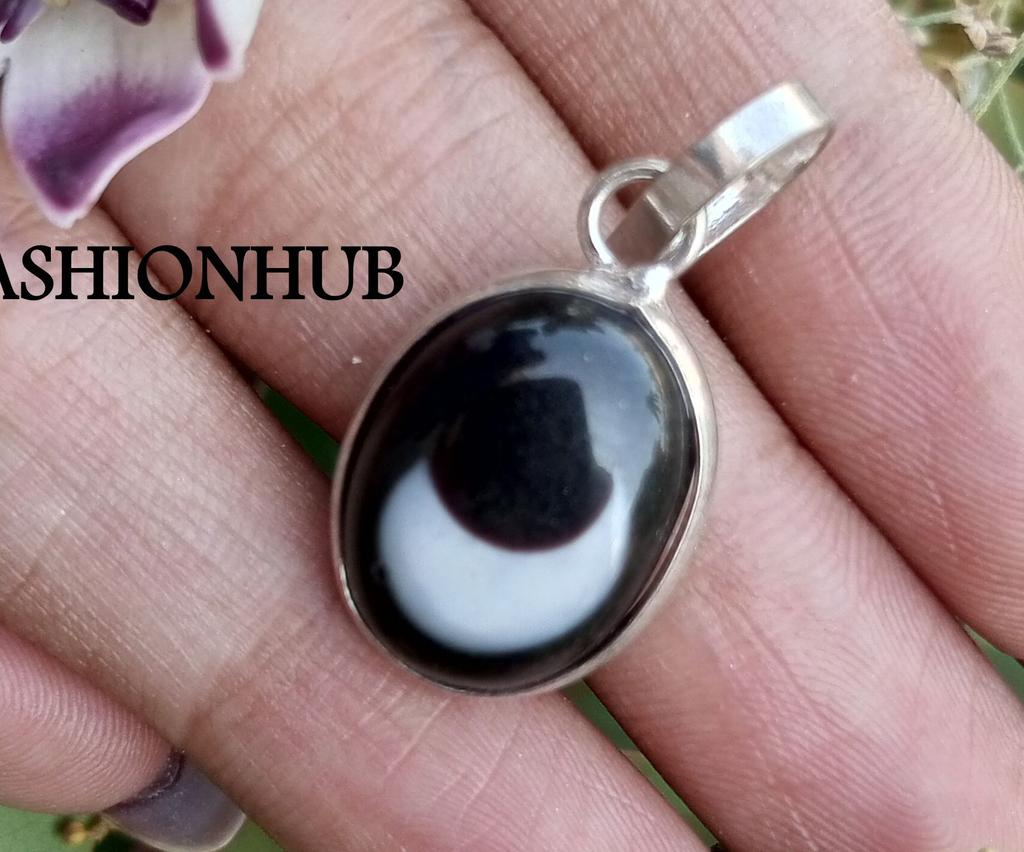 Black Evil Eye Gemstone 925 Sterling Silver Plated 1pcs Pendent Chris-r238