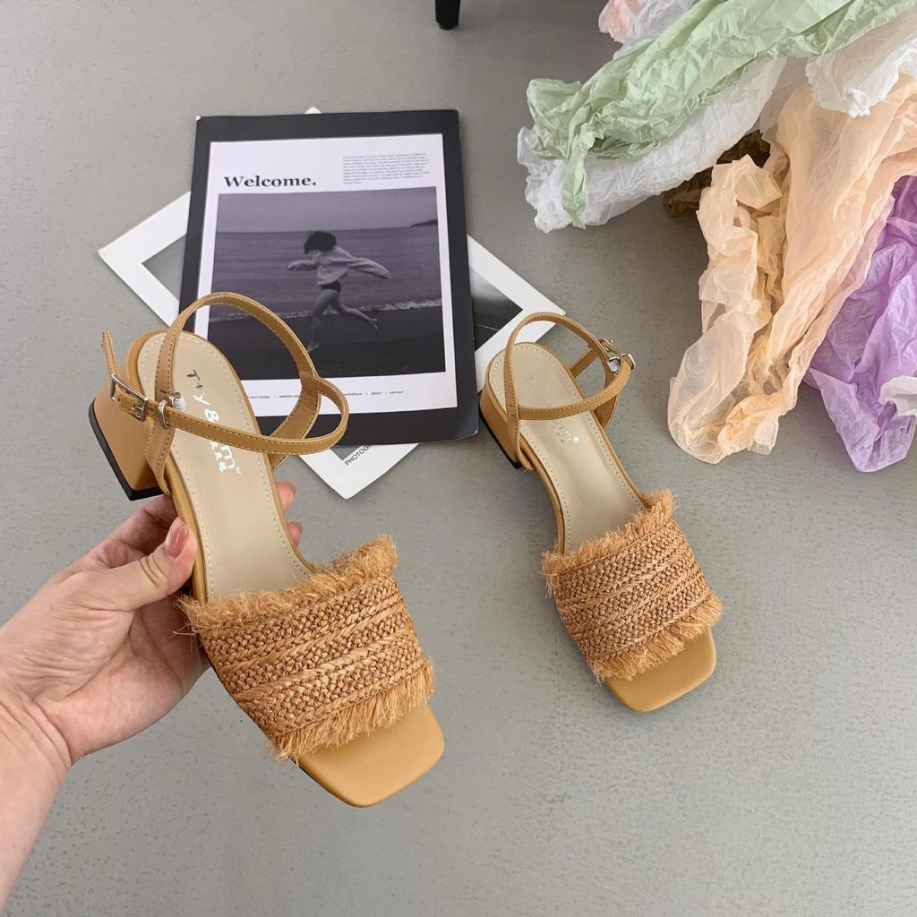 Fashion Clear Heels Female Sandal Open Toe Low-Heeled Shoes With Strap 2025 Women's Breathable All-Match Girls Peep Low-heeled Block Com