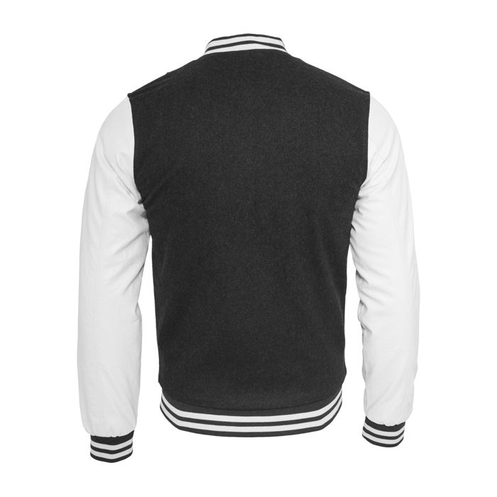 Veste Teddy - Urban Classics - Oldschool - Laine - Manches Simili Cuir - Ajustée