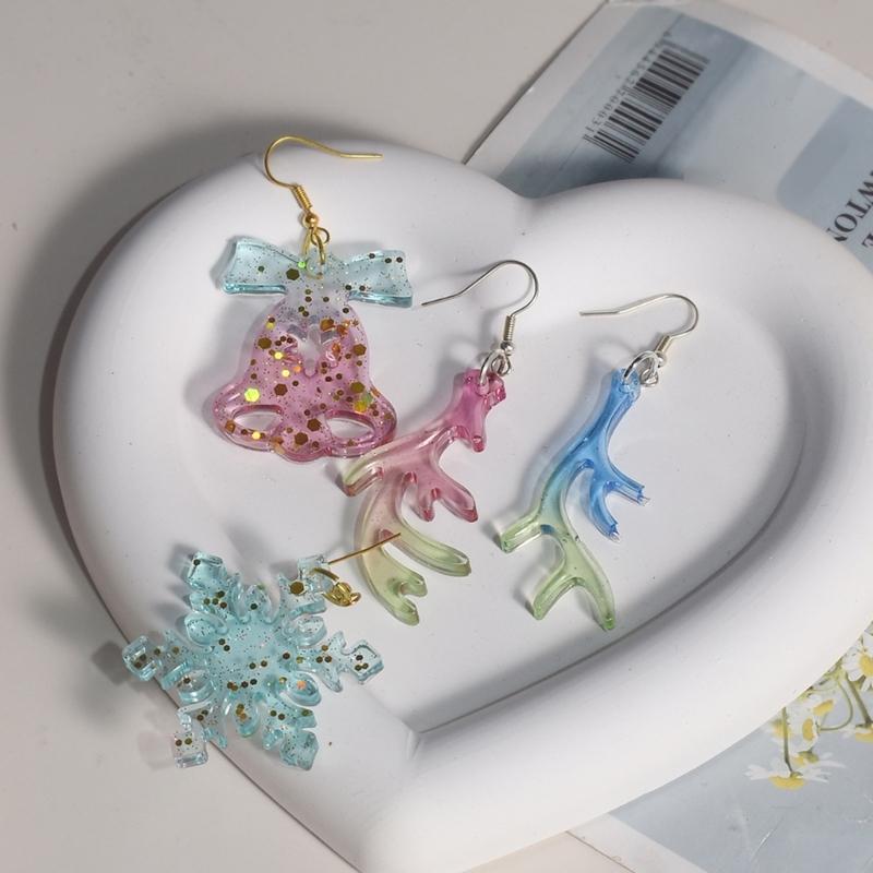 Orecchini Serie Natalizia Stampi in Silicone Stampi per Resina Epossidica Cristallina Ornamento Natalizio per Artigianato di Gioielli Festivi