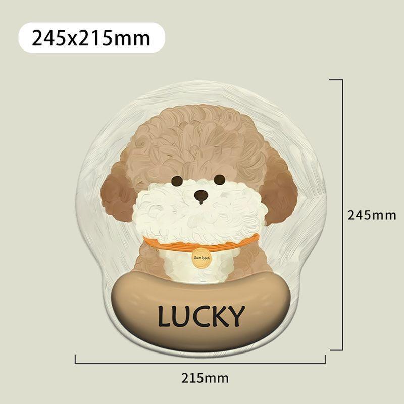 Internet Celebrity Puppy Oil Painting Wrist Rest Mouse Pad - Cute & Thick for Office, Study, or Gaming