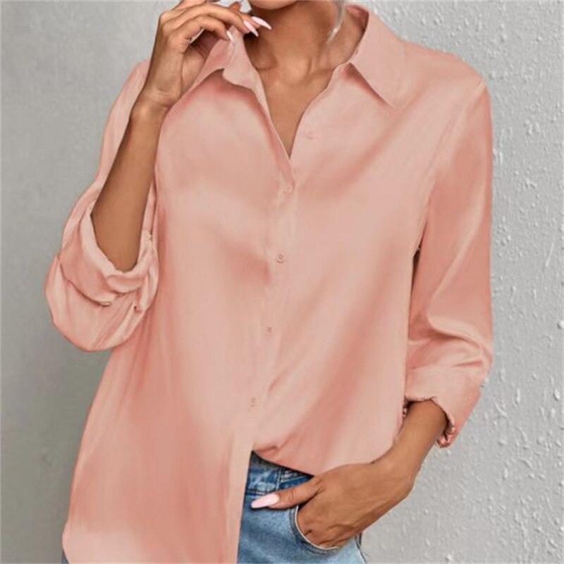 Spring Autumn Shirt Leopard Printed Satin Silk Shirt Women Long Sleeve Button Down Blouse Tops Female Suit Shirt Commuting Wind