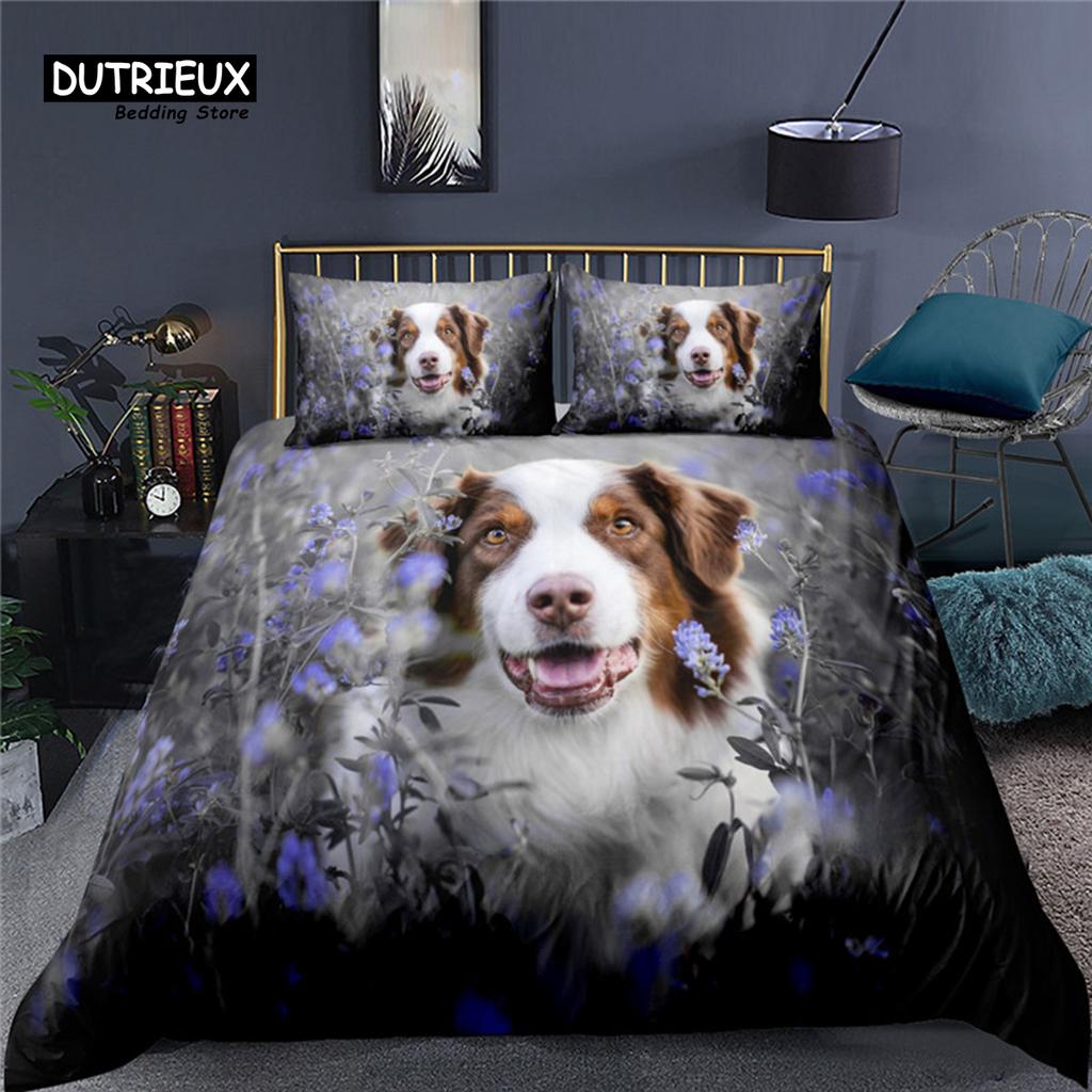 Luxury 3D Cute Dog Print Home Living Duvet Cover Pillowcase Kids Bedding Set Queen and King EU/US/AU/UK Size Bedding Sets
