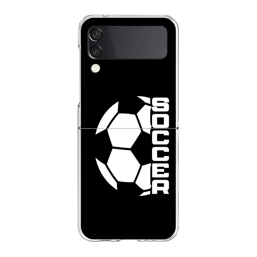 Transparent Phone Case For Samsung Galaxy Z Flip 3 4 5 6 7 Hard Folding PC Z Flip3 Flip4 Cover Soccer Heartbeat