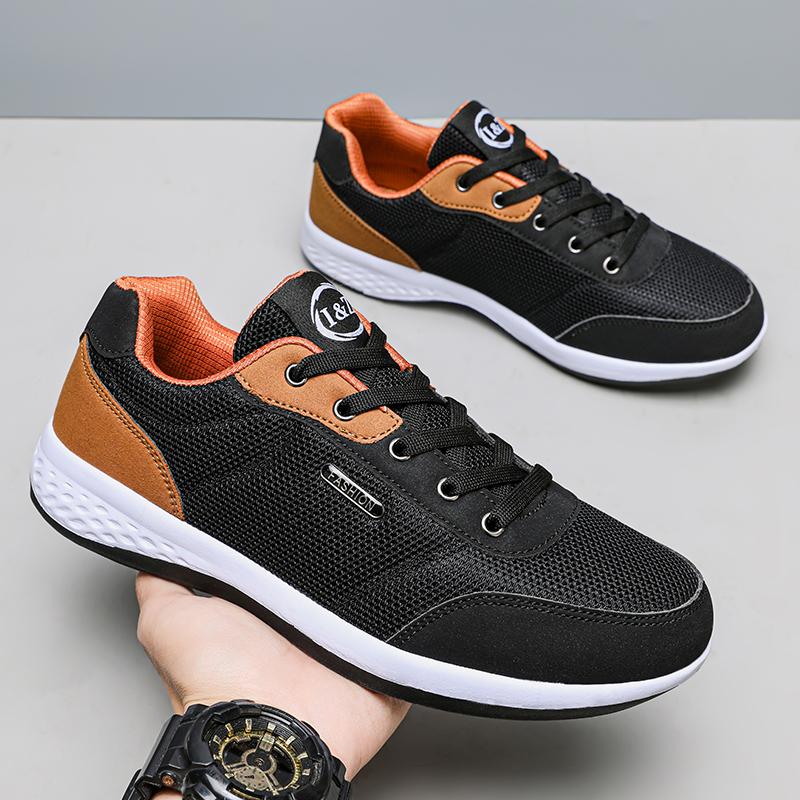 Herren Schwarz Braun Mesh Modische Sportschuhe Atmungsaktiver Laufschuh mit Gepolsterten Sohlen Rutschfeste Wanderschuhe Übergröße