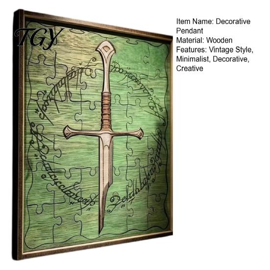 Decorative Gift for Friends Personalized Broken Blade Puzzle, Vintage Medieval Wooden Puzzle Framed Handcrafted Wall Decor Decor, Fantasy Hanging