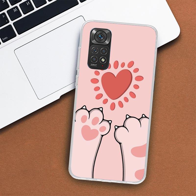 Cat Footprint Funny Paw Cute Phone Case For Xiaomi Redmi Note 13 12 12S 11 11S 10 10S 9 9S 11T 11E Pro Plus 8 8T 7 + Coque Cover
