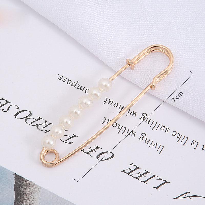 2Pcs Fashion Pearl Brooch Waist Cinching Adjustable Skirt Anti-slip Metal Pin Fixed Clothes DIY Accessories