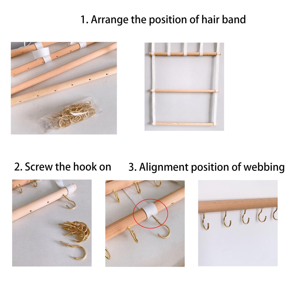 Bow Organizer for Girls Hair Bows Headband Holder Hanging Bow Storage Organizer Rack Wood Bow Holder Wall Mounted Hair