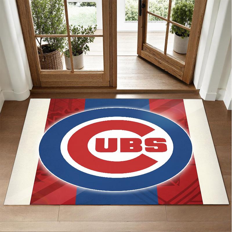 Chicago Cubs Design Crystal Velvet Rug Soft Decorative Mat for Bedroom Entrance